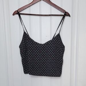 Joyce Black Anchor Print Crop Top